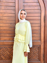 Evening Pleated Satin Dress-Yellow