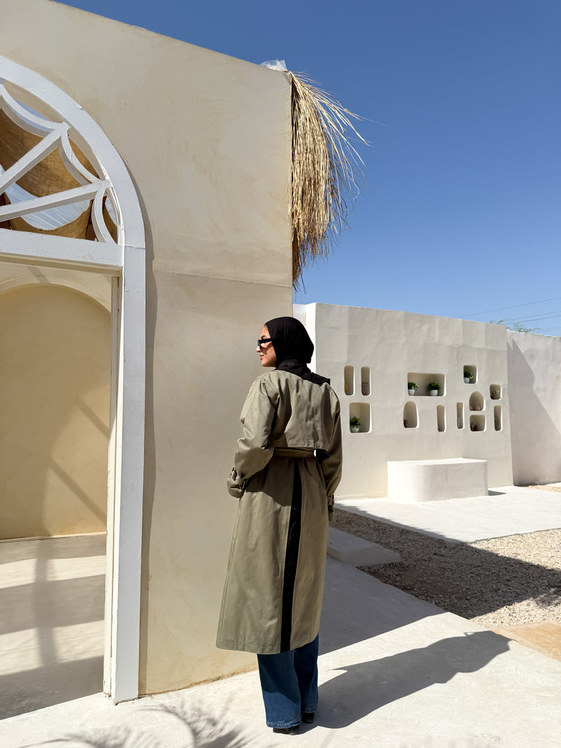 Two-tones Coat - Olive