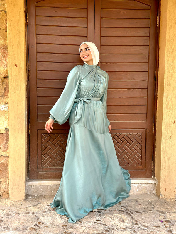 Tie-Neck Dress-New Mint (available only at stores)
