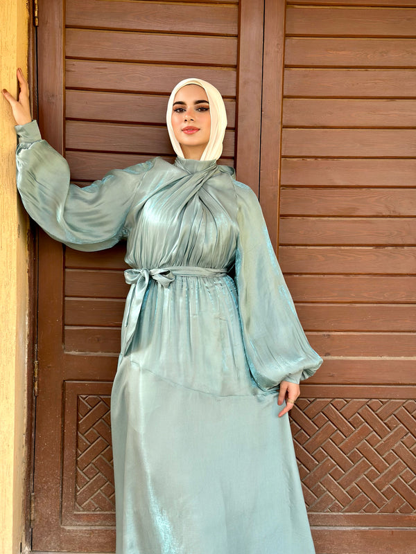 Tie-Neck Dress-New Mint (available only at stores)