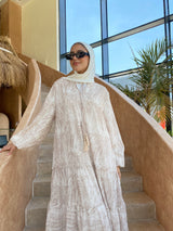 Tiered Chiffon Dress - White*Beige