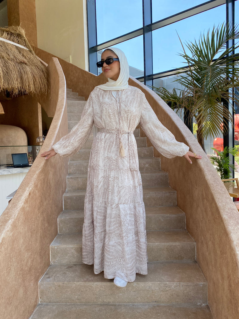 Tiered Chiffon Dress - White*Beige