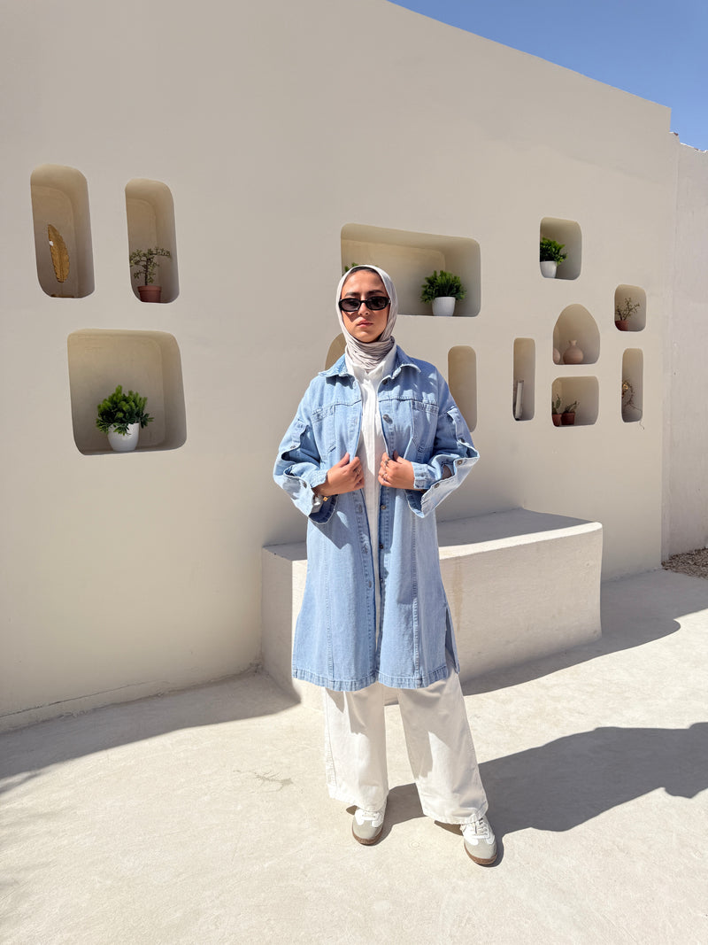 Denim Buttoned Jacket - Light Blue