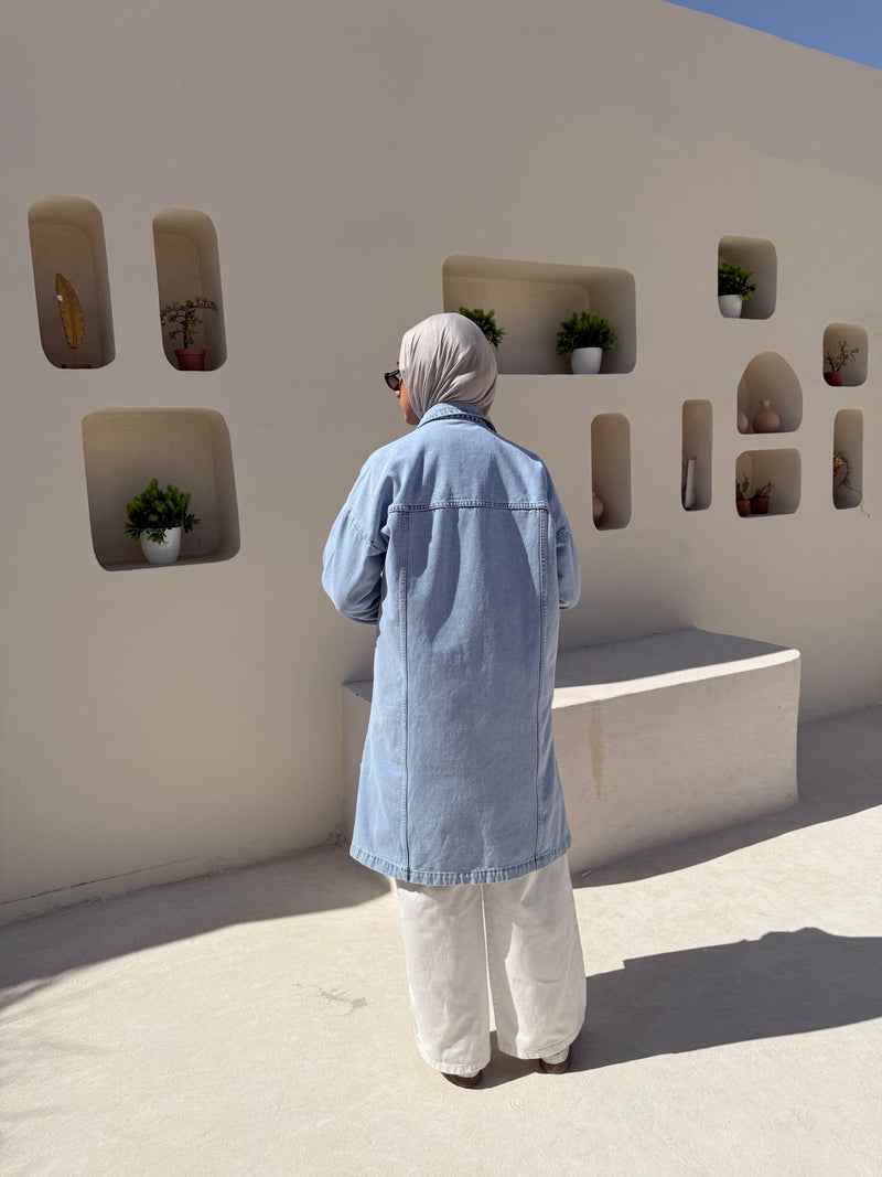 Denim Buttoned Jacket - Light Blue