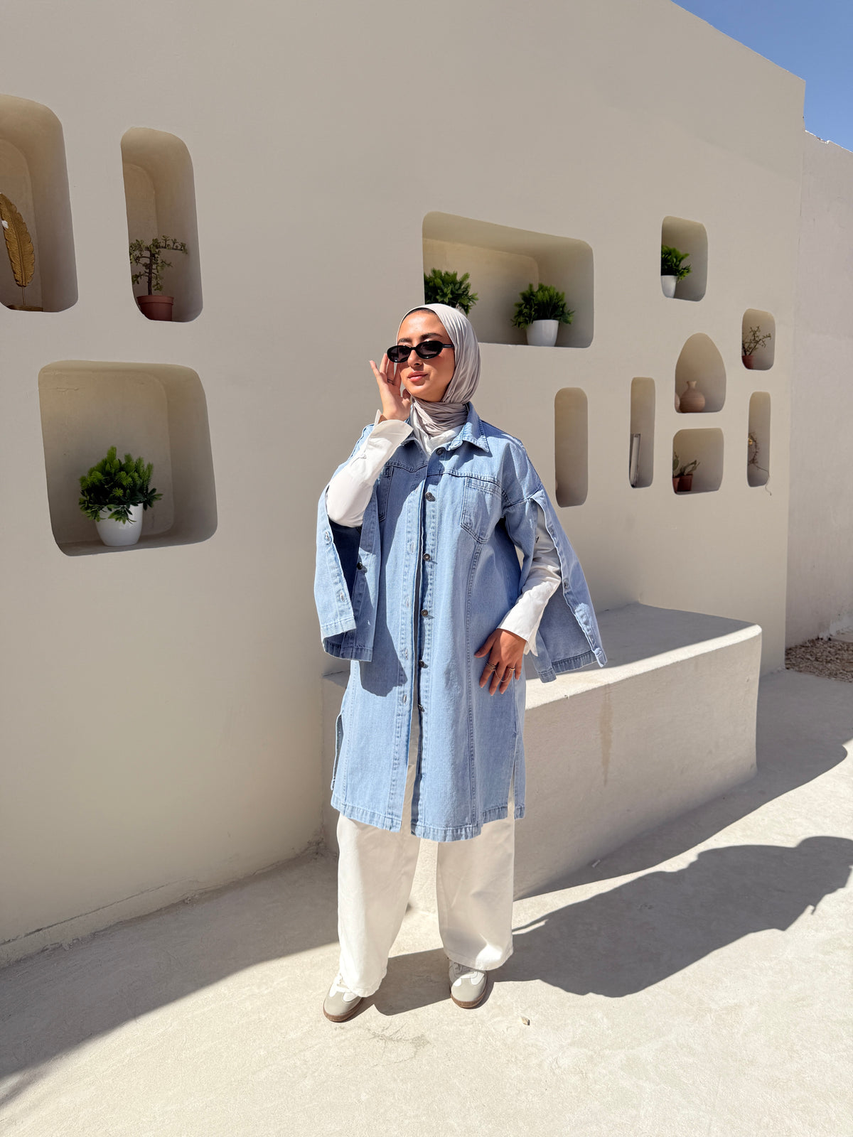 Denim Buttoned Jacket - Light Blue