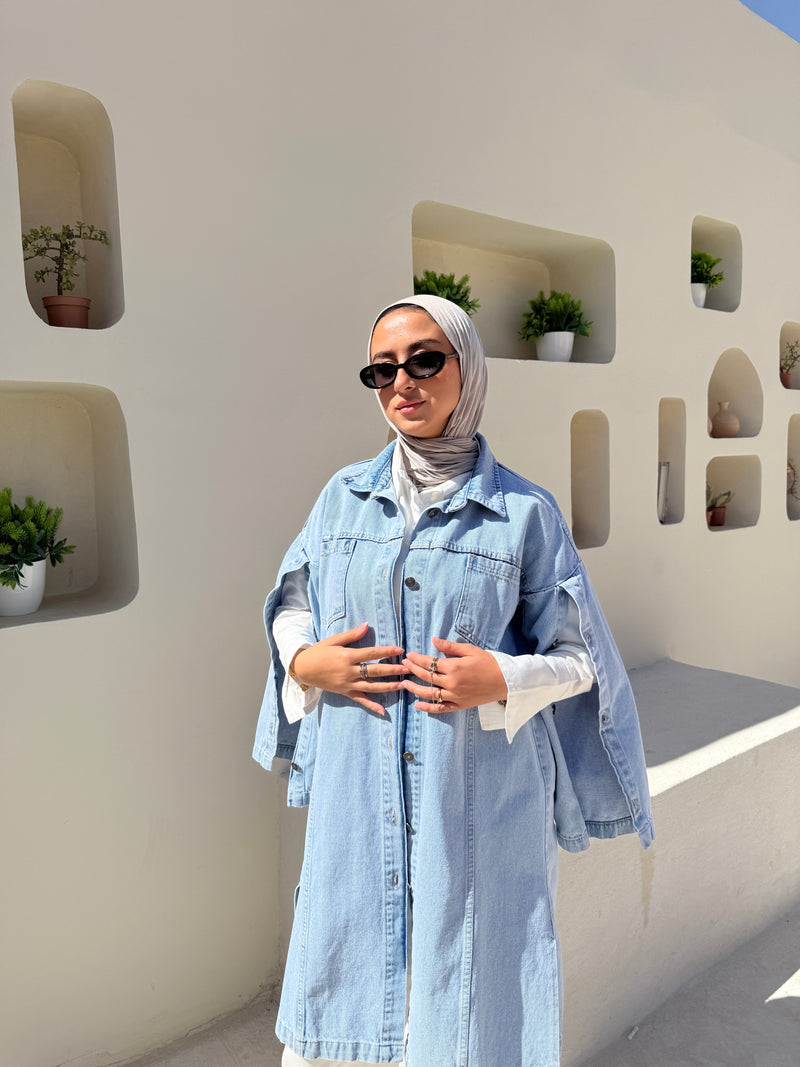 Denim Buttoned Jacket - Light Blue