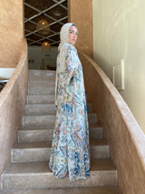 Tiered Chiffon Dress - Floral Beige