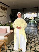 Linen Dress With Pleats-Yellow