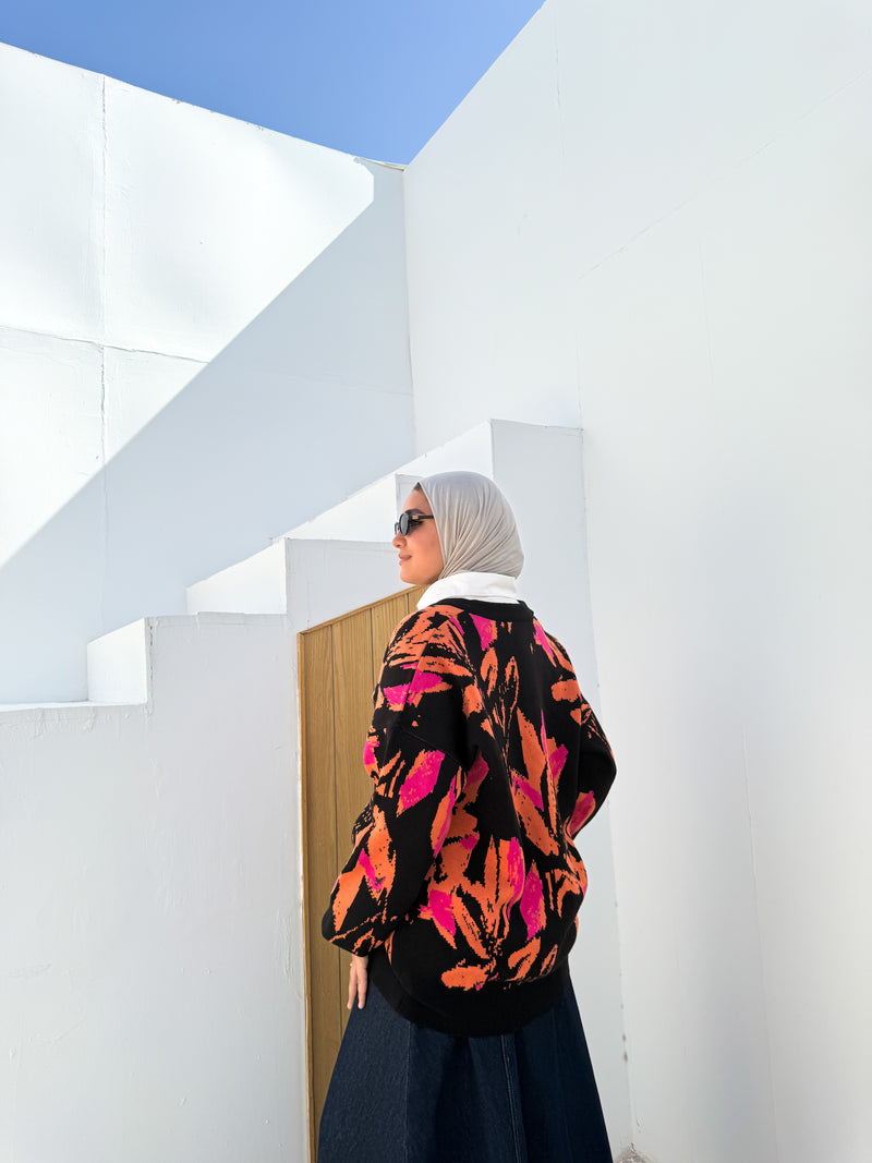 Printed Knit Cardigan - Multicolored