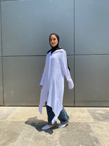 Asymmetric Striped Shirt - White