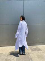 Asymmetric Striped Shirt - White