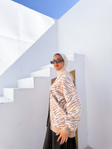 Printed Knit Cardigan - Beige