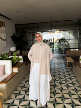 Linen Dress With Pleats-Beige
