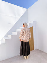 Printed Knit Cardigan - Beige