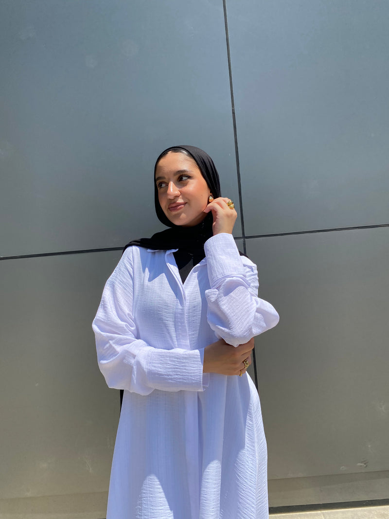Asymmetric Striped Shirt - White