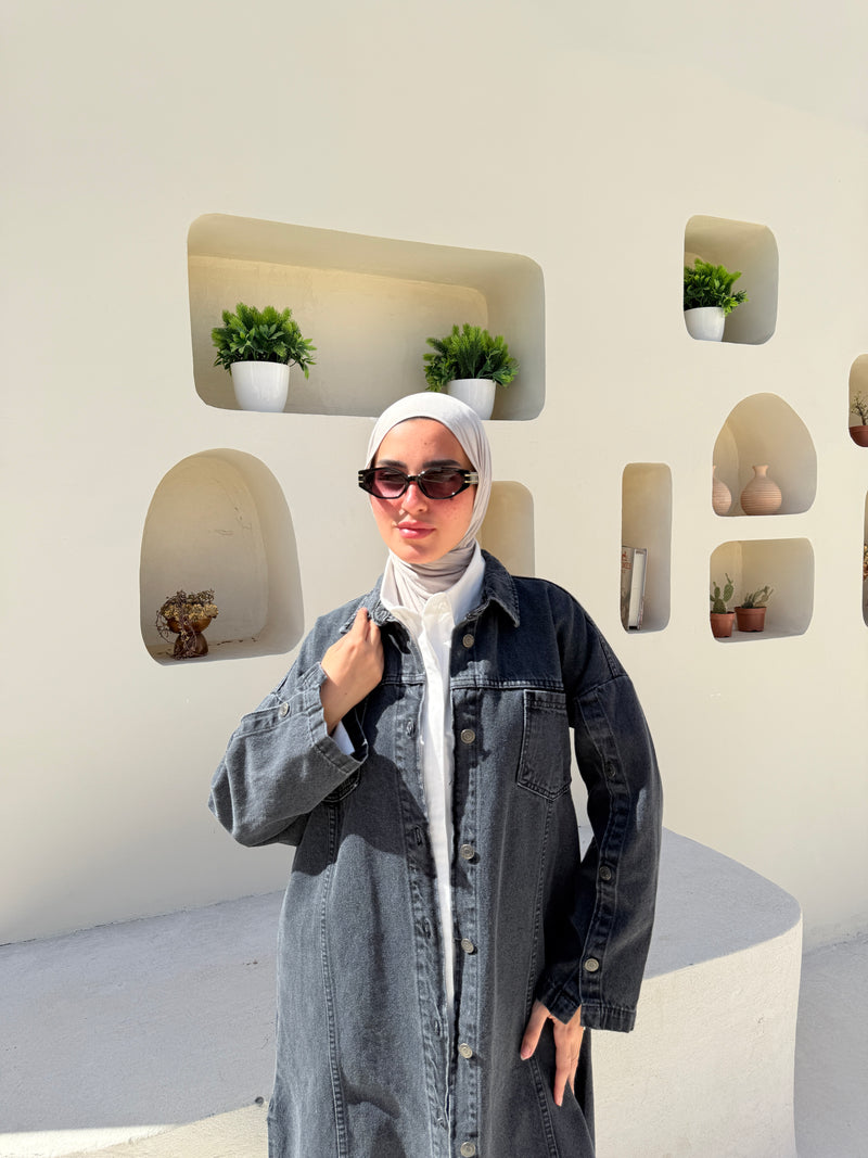 Denim Buttoned Jacket - Black