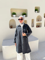 Denim Buttoned Jacket - Black