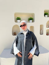 Denim Buttoned Jacket - Black