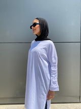 Ruched Sleeves Cotton Blouse - White