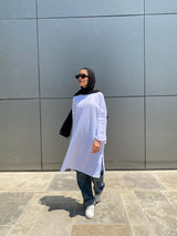 Ruched Sleeves Cotton Blouse - White