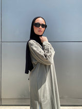 Ruched Sleeves Cotton Blouse - Olive