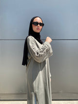 Ruched Sleeves Cotton Blouse - Olive
