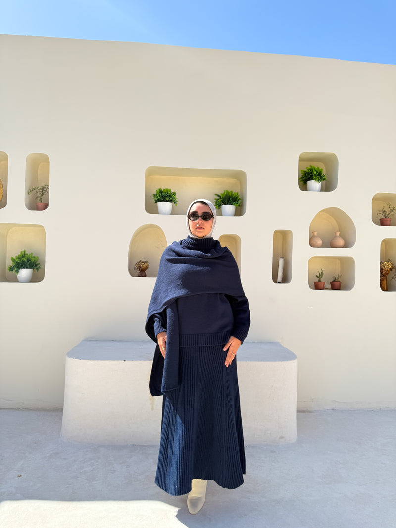 Flowy Knitted Skirt - Navy