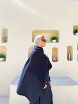 Knitted Blouse With Scarf - Navy