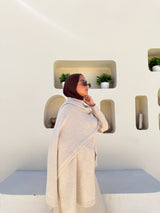 Knitted Blouse With Scarf - Beige