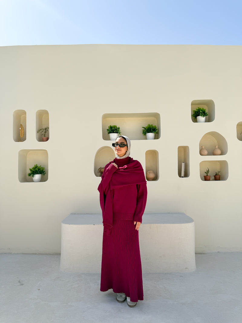 Flowy Knitted Skirt - Magenta