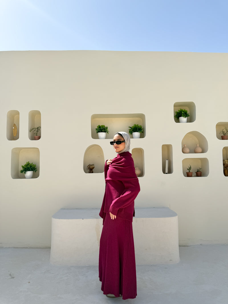 Flowy Knitted Skirt - Magenta