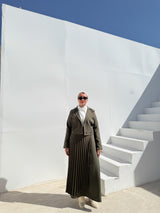 Double Layered Stripes Skirt - Olive