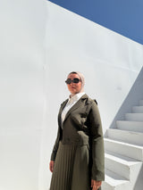 Striped Short Blazer - Olive