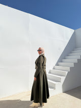 Double Layered Stripes Skirt - Olive