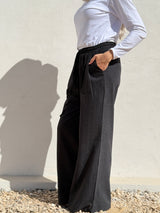 Drawstring Suede Pants - Black