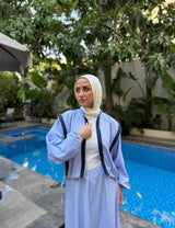 Denim Trims Blouse -Blue