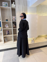 Mix Fabric Shirt -Black
