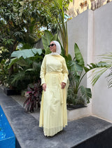 Pleated Bottom Dress -Yellow