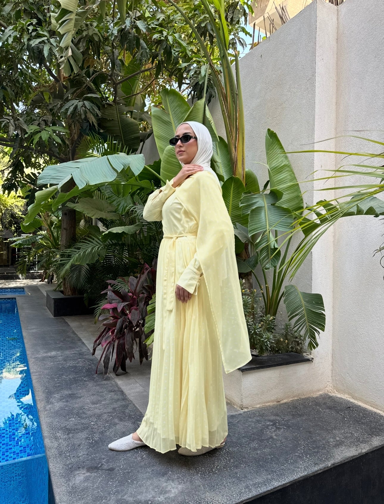 Pleated Bottom Dress -Yellow