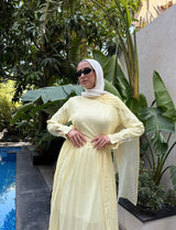Pleated Bottom Dress -Yellow