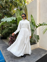 Pleated Bottom Dress -White