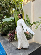 Pleated Bottom Dress -White