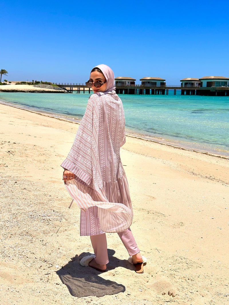 Chiffon Printed Coverup-Beige