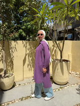 Pleated Linen Blouse -Purple