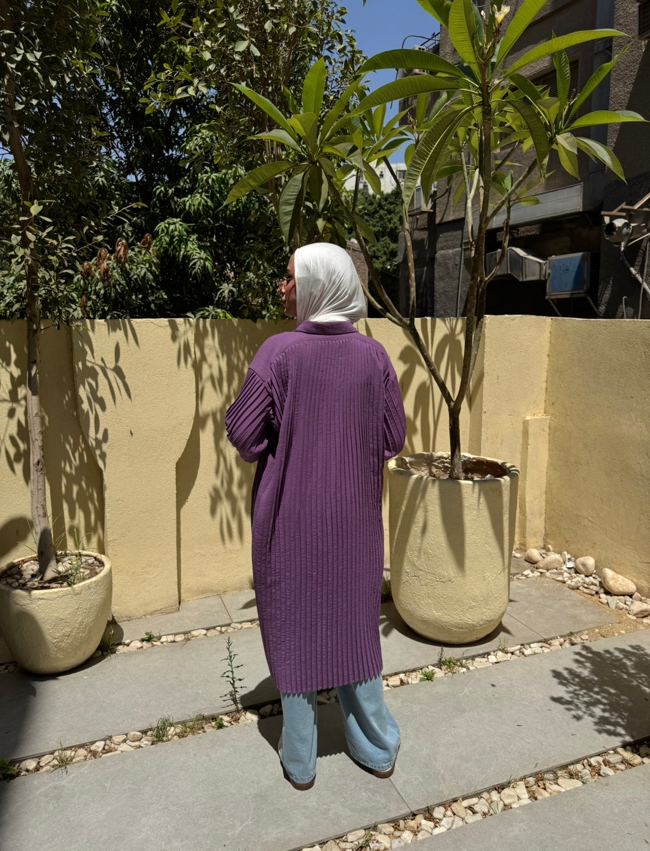 Pleated Linen Blouse -Purple