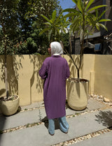 Pleated Linen Blouse -Purple