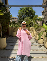 Pleated Linen Blouse -Pink