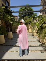 Pleated Linen Blouse -Pink