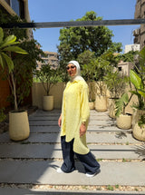 Pleated Linen Blouse -Yellow