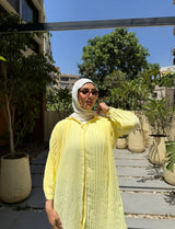 Pleated Linen Blouse -Yellow